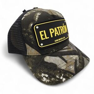 John Hatter & Co El Patron Camo Hat Adjustable Rubber Plaque Snapback Cap NEW